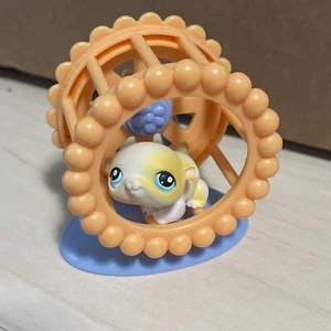 Littlest Pet Shop # 137 Tan White Hamster Authentic LPS Blue Eyes Complete Set - Picture 1 of 3
