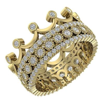 I1 G 1.85 Ct Natural Diamond Designer Crown Eternity Ring 14k Solid Gold 10.40MM - Image 1 of 4
