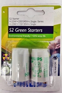 PHILIPS S2 Green Starter 4-22W NUEVO EMBALAJE ORIGINAL Single-Series Starters 2 unidades - Imagen 1 de 2