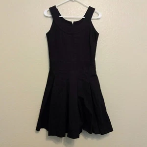 Pink Tartan 4 S Black Cotton Fit & Flare Pleated Dress - Picture 1 of 5