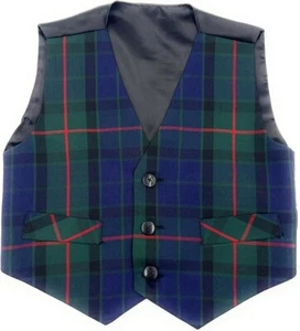Boys Gunn Modern Tartan Waistcoat - Picture 1 of 2