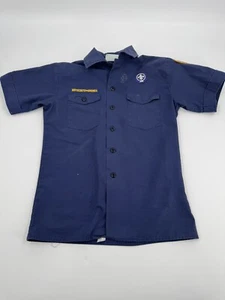Boy Scouts Of América Youth Large Blue Short Sleeve Button Up Shirt Size Large - Picture 1 of 13