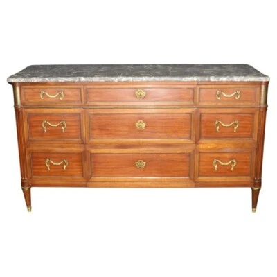 Signed Maison Jansen Bronze Mounted Marble Top Commode Dresser - Image 1 of 4