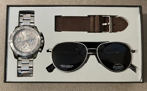 Vince Camuto Holiday Gift Set For Men Chronograph Men's Watch + Aviator Sunglass - Picture 1 of 3