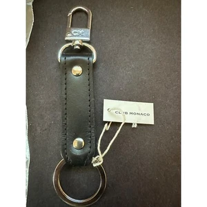 Club Monaco Black Leather Duo Key Fob NWT - Picture 1 of 7