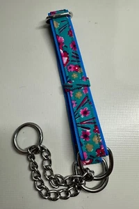 Martingale half check choke chain adjustable dog collar turquoise summer garden - Picture 1 of 6