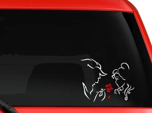 Beauty and the Beast and the Red Rose car truck decal sticker 8" white and red - Picture 1 of 1