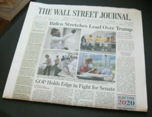 VINTAGE NEWSPAPER-NY WALL STREET JOURNAL-2020 ELECTIONS-TRUMP-BIDEN-NOV 2020 - Picture 1 of 2