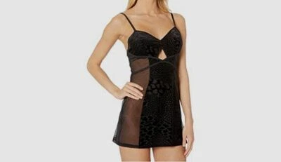 $95 Vestido de pijama Felina para mujer negro sin mangas malla quimise silueta talla M Foto 1 de 2