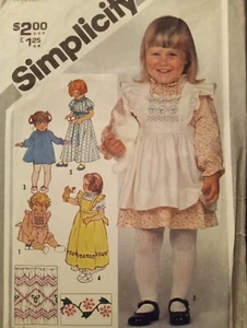 Vestido UC Talla 1/2 Vintage Niño Pequeño Calzoncillo Delantal Costura Patrón Simplicidad 5293 - Imagen 1 de 2