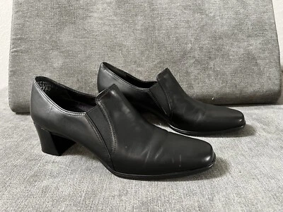 Zapatos de salón Munro Liz para mujer 7,5 N tacón ancho cuero negro ropa de trabajo formal zapato de vestir Foto 1 de 4