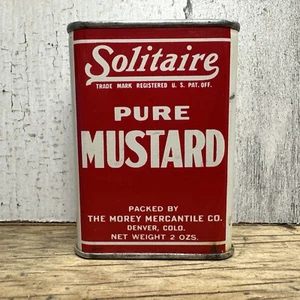Vintage Solitario Spice Tin - Senape - Morey Mercantile Denver CO Pubblicità - Foto 1 di 7