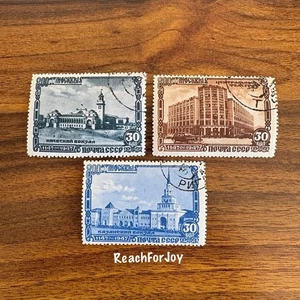 Russland berühmte Moskauer Architektur Briefmarken Kasan und Kiew Eisenbahn Telegraphenpost - Bild 1 von 4