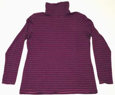 Eddie Bauer Mujer Cuello Tortuga Morado Rosa Rayas Delgado Suéter Talla XL Foto 1 de 3