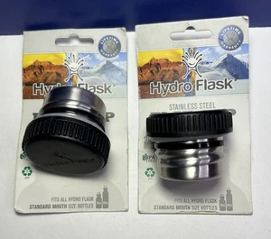 Lot of 2 Hydro Flask Stainless Steel FLAT CAP - Fits All Standard Mouth Bottles - Picture 1 of 6