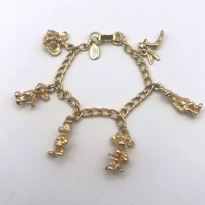 1980s Walt Disney Productions Child Charm Bracelet Mickey Minnie Tinker Bell - Picture 1 of 5