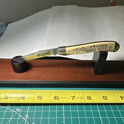 NAVAJA DE BOLSILLO PLEGABLE SCHRADE PLUS SC503 SCRIMSHAW “WALLEYE PIKE” DE COLECCIÓN EE. UU. Foto 1 de 4