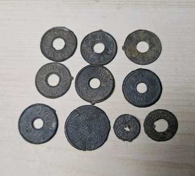 Lote de 10 monedas piratas Tin Pitis Palembang Sultanato Islámico 1700 Tesoro L10 Foto 1 de 2