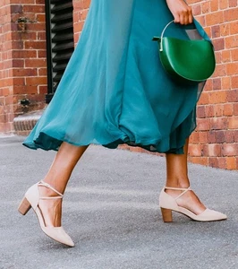 Frankie 4 Tessa Nude Midi Heels Shoes Sz 8 AU-UK / EU 39 / UK 5.5 Leather R$249 - Picture 1 of 17