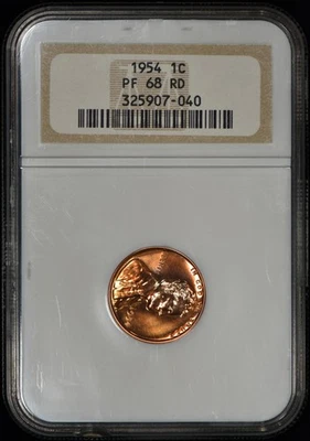 1954 Proof Lincoln One Cent 1c Penny NGC PF68RD (PR68RD) - Image 1 of 4