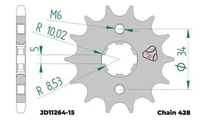 JDCHAINWHEELS Front Sprocket fit for HONDA CBR 125 R,12-16,15T,428 - Imagen 1 de 4