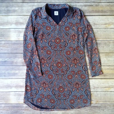 Cabi Dress Size S Blue Brown Tunic Floral Tradwife Western Rodeo Prairie Boho - Image 1 of 4