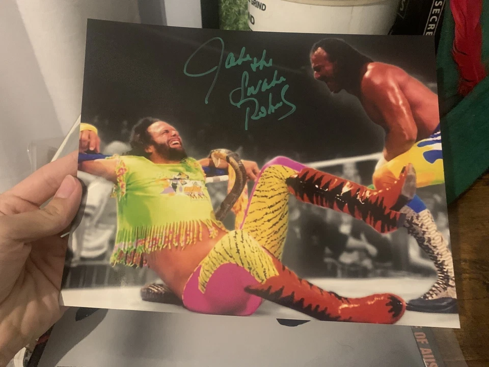 蛇杰克罗伯茨签名带证明8x10照片WWE WWF亲笔签名马乔人 — 第 1/3 张图片