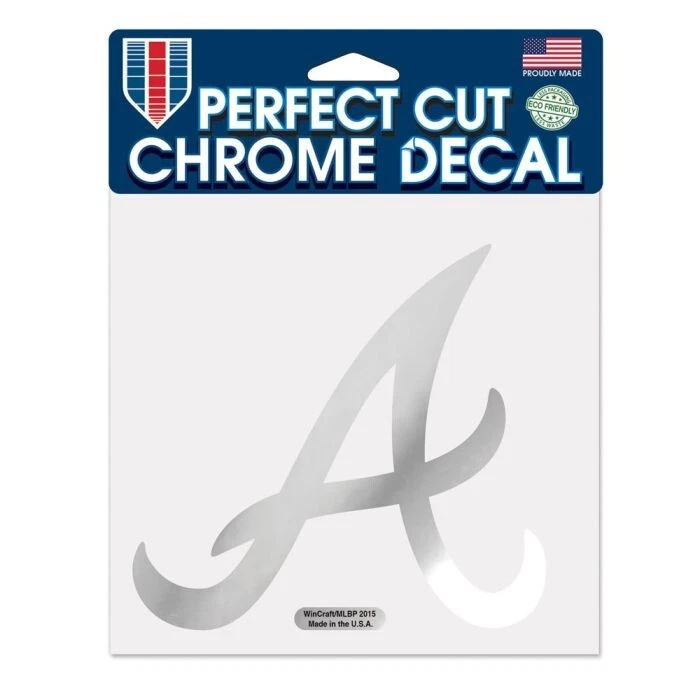 ATLANTA BRAVES DIE-CUT METALLIC CHROME DECAL 6"X6" WINDOWS HIGH QUALITY - Image 1 of 1
