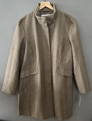 Nine West Faux-Wool Herringbone Zipper Front Women's Coat Size 2XL XXL NWT - Image 1 of 4