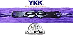 YKK Nylon Coil Zipper Tape # 10 Purple 1 yard with 1 Black Zipper Slider - Picture 1 of 1