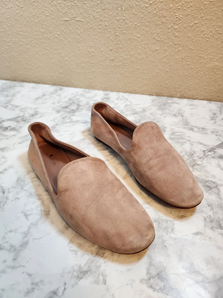 Zapatos planos de ballet de gamuza beige marrón claro Vince Milo para mujer talla 8,5 Foto 1 de 4