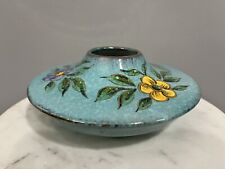 Vintage Italian Art Pottery Light Blue Floral Vase Hand Painted Marked/Numbered
