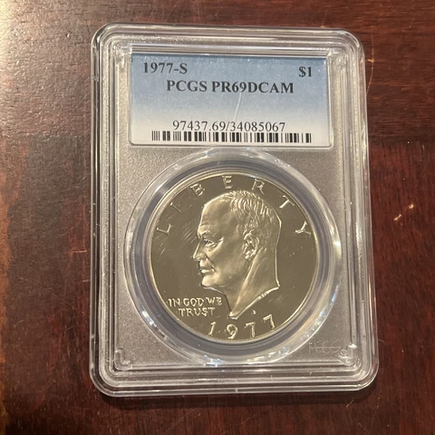 1977-S Proof Eisenhower Dollar PCGS PR-69 DCAM B-9 Cover