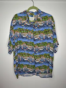 VTG Reyn Spooner Guy Buffet Hawaiian Shirt Men's Size XL Boats Palm Trees - Picture 1 of 5
