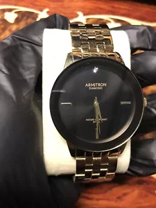 Reloj Armitron Diamante Hombre 42mm Tono Dorado Redondo Esfera Negra Batería Nueva 7" - Imagen 1 de 19