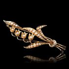 Antique Edwardian Floral Brooch 15ct Gold Seed Pearl Lily of the Valley c.1910
