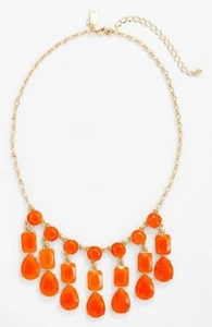 kate spade new york bib necklace Riviera Garden TANGERINE ORANGE fringe swishy - Picture 1 of 12