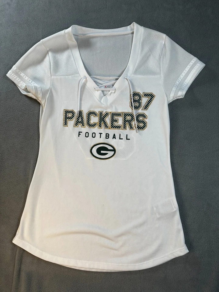 NFL Packers LOGO Mujer Camiseta Top 87 Nelsen BLANCO Túnica S Camiseta Blusa Foto 1 de 4