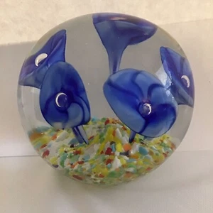 Dynasty Gallery Erbstück Kunst Glas Briefbeschwerer Blumen Glitzer Mehrfarbig - Bild 1 von 7