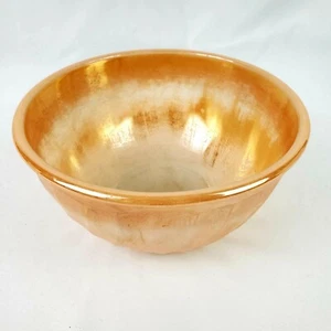 Tazón mezclador vintage Fire King Oven Ware 7" melocotón brillo remolino EE. UU. - Imagen 1 de 11