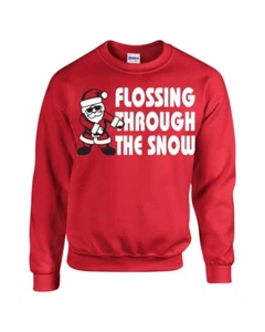 Flossing through the Snow Christmas Unisex Crew Sweatshirt 036 - Picture 1 of 3