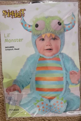 LIL MONSTER Spirit Halloween Costume Boys Girls Baby Infant 3-6 months Blue - Image 1 of 2