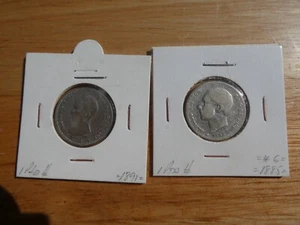 ESPAÑA 2 MONEDAS DE PLATA DE 1 PESETA DEL REY ALFONSO XII 1885 (ESCASA) 1891 - Imagen 1 de 4