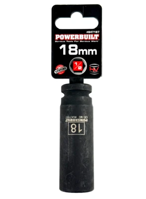 POWERBUILT 647187  1/2 Inch Drive x 18 MM 6 Point Deep Impact Socket - Image 1 of 2