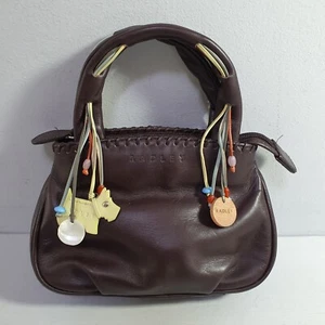 RADLEY Mini Leather Hobo Handbag Dog Charm Lacing and Beads Tote Grab Retro - Picture 1 of 15