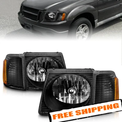 Faros Euro Anzo negros con luces de esquina para Ford Explorer Sport Trac 01-05 Foto 1 de 4