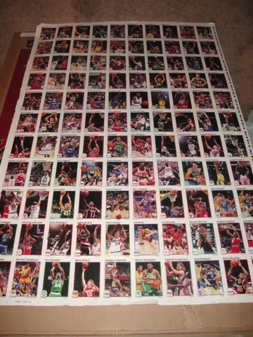 SPORTS CARDS - NBA Basketball Uncut Sheet Ball Cards Hoops Poster Style 2 Sides Cover