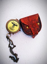 Antique brass berlin 1936 compass with olympic logo fully handmade 