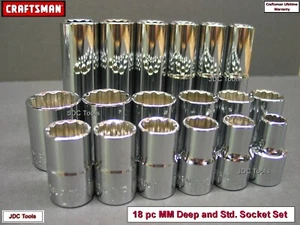 CRAFTSMAN TOOLS 18-teilig kurz tief 1/2 metrisch 12pt Ratsche Schraubenschlüssel Steckschlüssel Set 16  - Bild 1 von 3