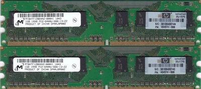 2GB 2x1GB PC2 6400 DDR2-800 MICRON MT8HTF12864AZ-800H1 HP 404574-888 Memory Kit - Image 1 of 2